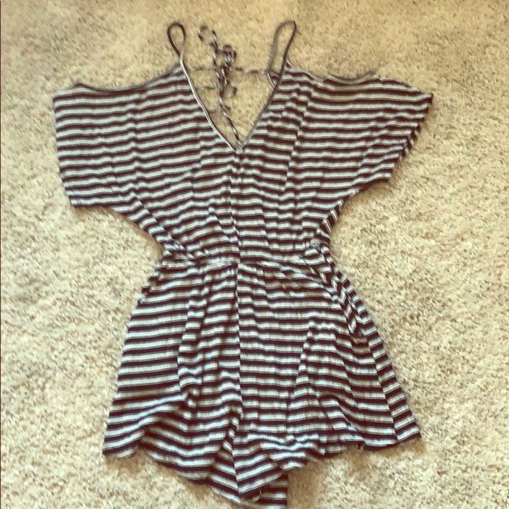 Black and White Stripped Romper